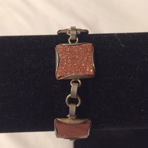 Mid century gold stone bracelet